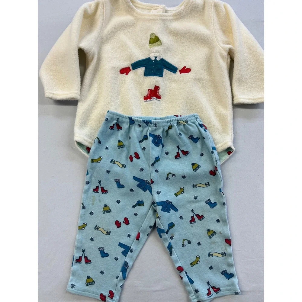 Vintage Old Navy Winter Set 12-18 Months Fleece Top Cotton Pants